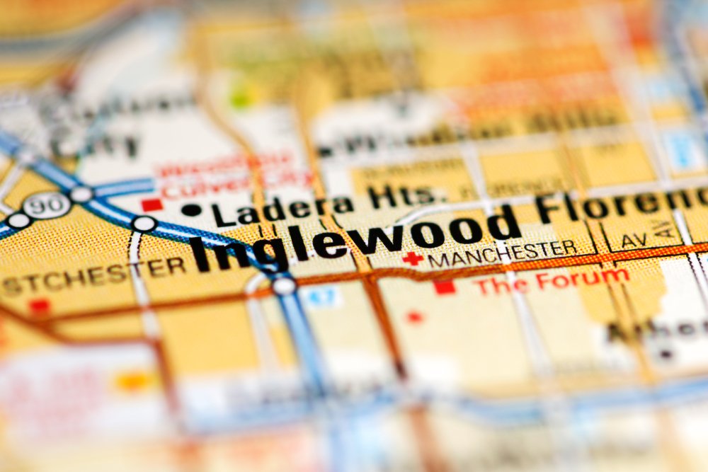 Inglewood. California. USA on a map