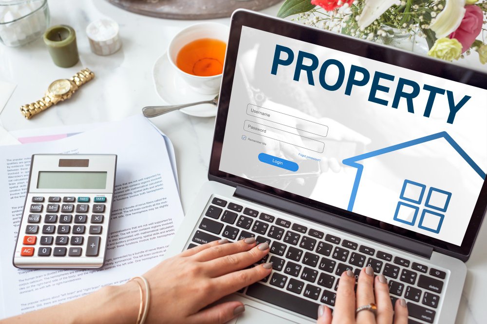 Mortgage house loan website login graphic concept 