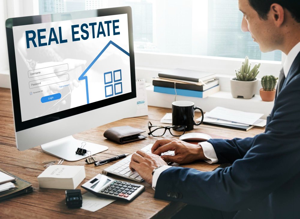 Mortgage house loan website login graphic concept