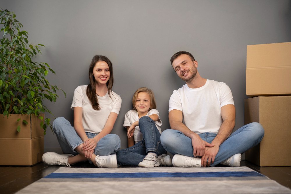 Young family moving into a new home