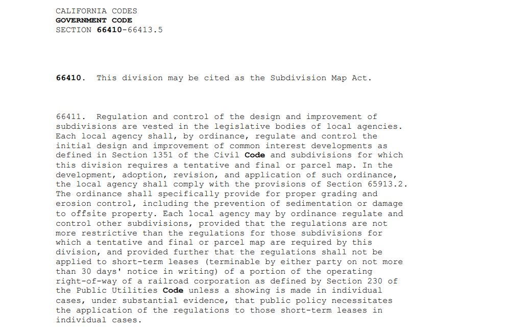 California Subdivision Map Act