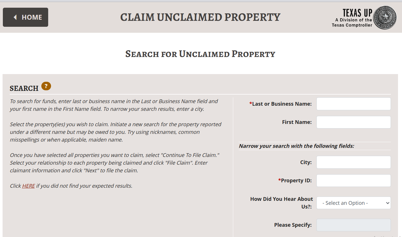 searching unclaimed property 
