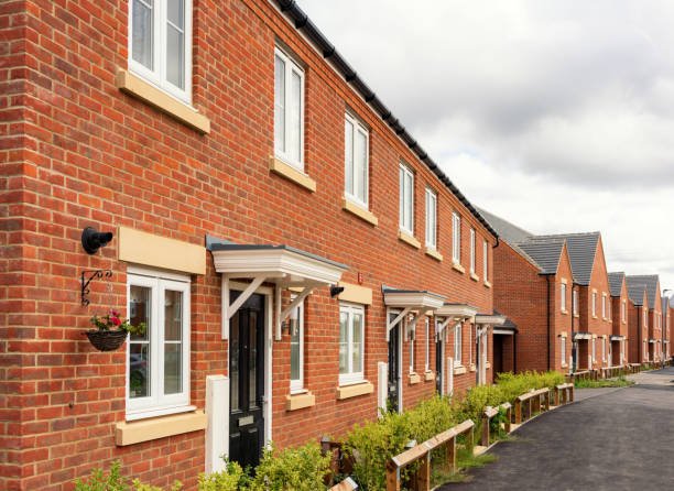 Newly built homes in an English housing development.