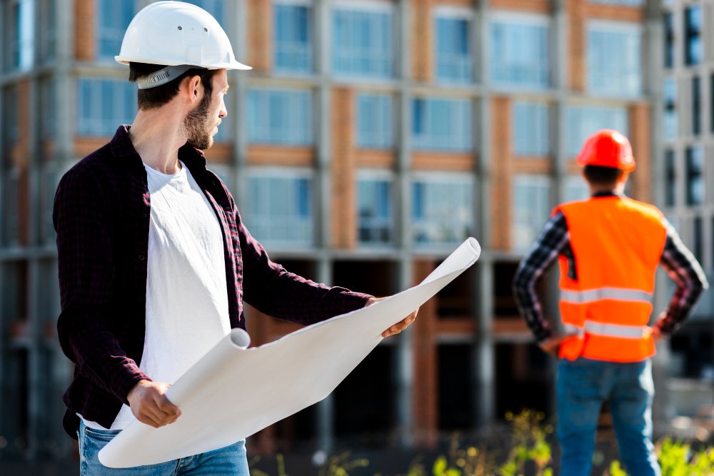 Medium shot portrait of architect supervising construction 
